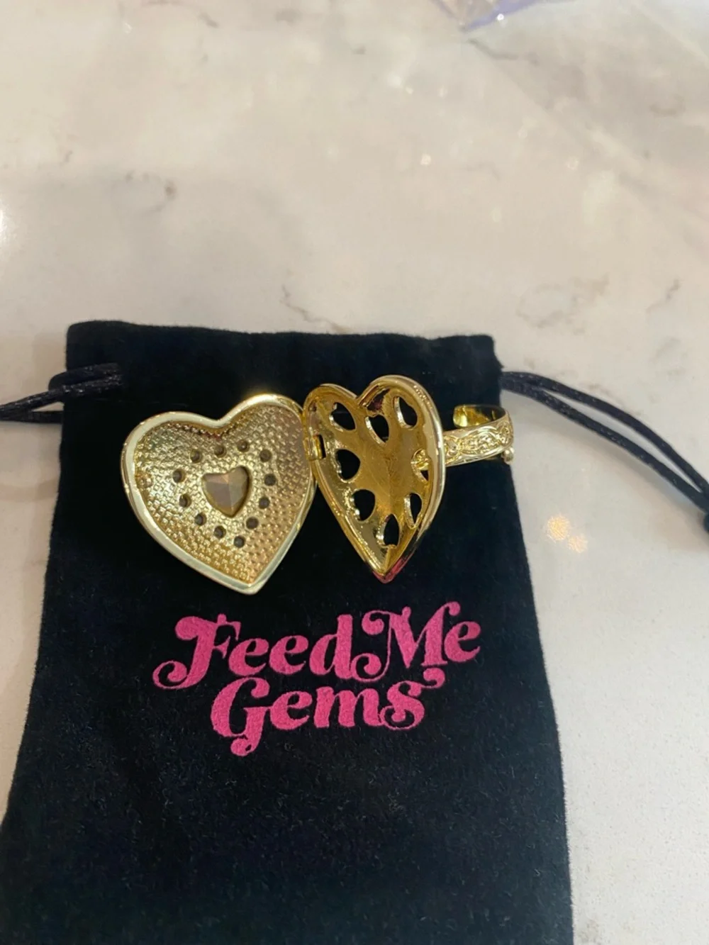 Feed me gems pink opal “Polly Locket” Ring - Picture 7 of 8